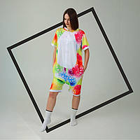 Летний кигуруми единорог Звёздный с коротким рукавом на пуговицах и с карманами кегуруми 5012