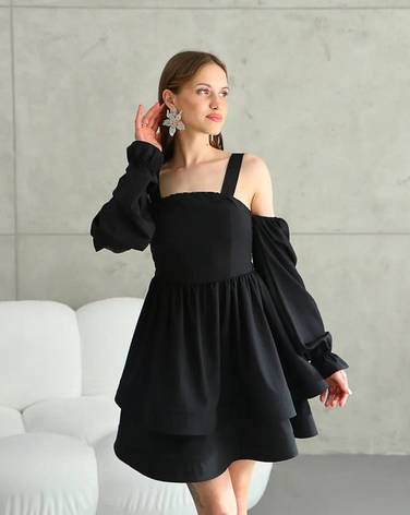 Молодіжна сукня-трансформер «Даша» чорного кольору з софтової тканини розміри від 40 по 50, фото 1