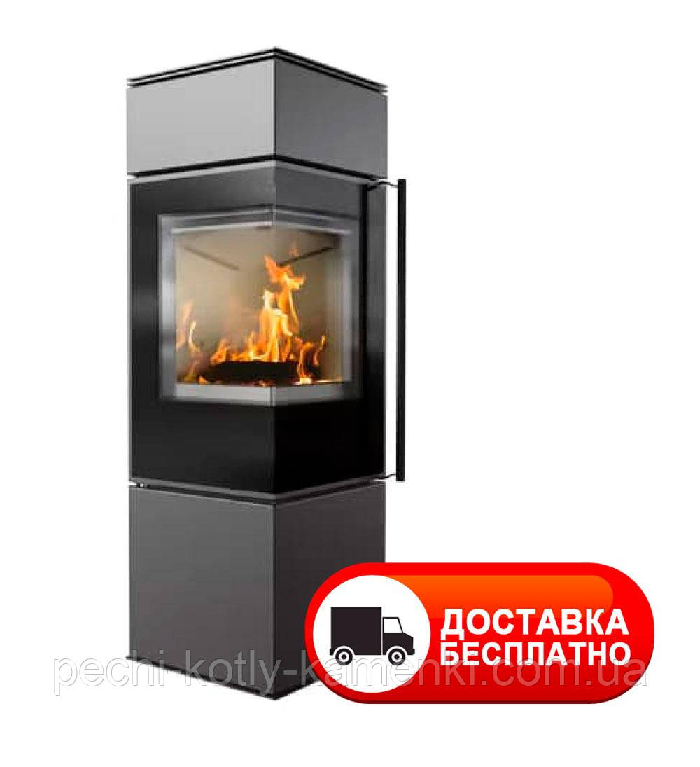 Сталева кутова піч-камін Kratki REN/S ліва (подача повітря з вулиці) подвійне скло + декор