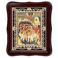 Ікона сорок мучеників Севастійських, лик 15х18 см, у темному дерев'яному кіоті з камінням