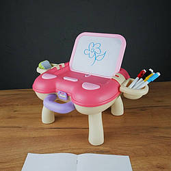 Дитячий мольберт для малювання (маркери, губка, складається в чемодан) рожевий