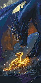 Картина за номерами Фентезі "Четверте крило" - Зустріч з драконом з фарбами металік 40*80 см Орігамі LW 5140