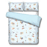 Сатин коали,зайчики та лисички на місяцях та хмарах, фон блакитний №SK-160-07a, фото 4