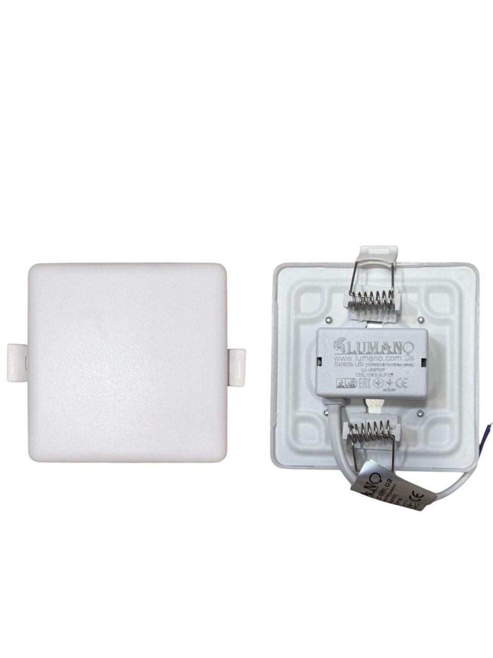 Панель LED без рамок (рухомі кліпси) 26W 6000K квадрат D 170 мм LUMANO, фото 1