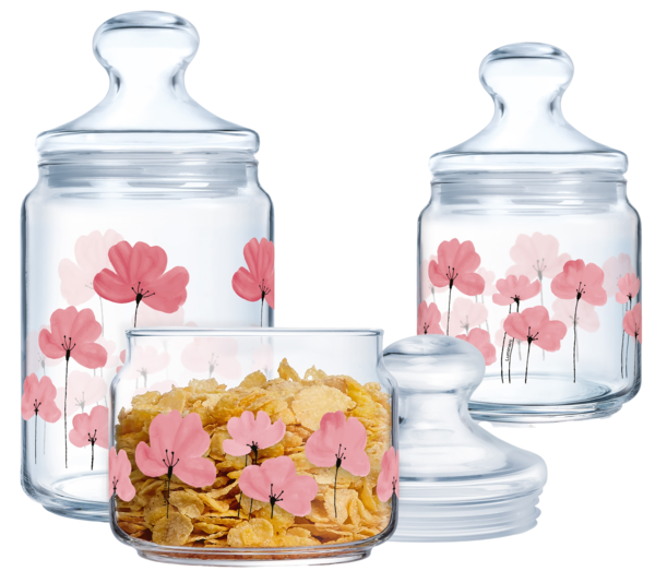 Набір банок LUMINARC CLUB FLORALIS 3 шт.: 0.5, 0.75, 1 л (X1081), фото 1