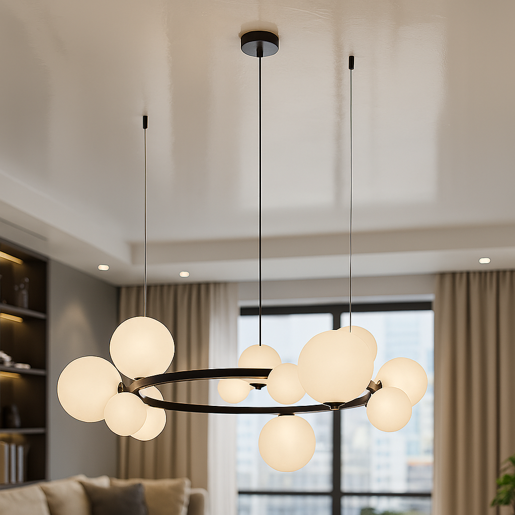 Люстра кулі Loft Artlight цоколь G9 ламп 15 шт колір Чорний P488/15A BK+WH, фото 1