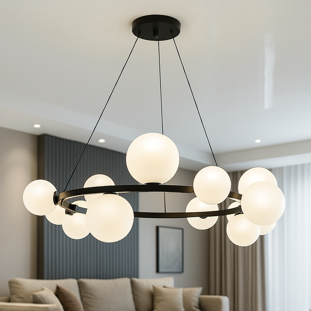 Люстра Loft на кругу Artlight цоколь G9 ламп 15 шт колір Чорний P488/15B BK+WH, фото 1