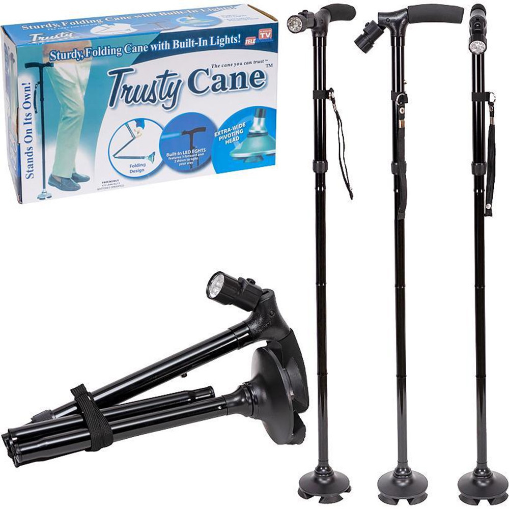 Складана тростина з вбудованим ліхтариком Trusty Cane, фото 1