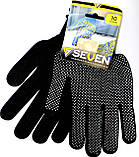 Рукавиці синт. "Seven" чорні з ПВХ крапкою №69951"б" р.10(10), фото 2