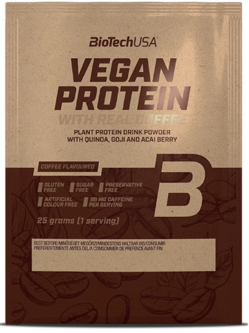 Рослинний протеїн ізолят BioTech Vegan Protein With Real Coffee 25 г кави, фото 1