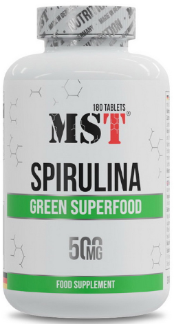 Біодобавка спіруліна MST Spirulina 500 mg 180 таб, фото 1