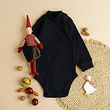 Боді гольф для немовлят з довгим рукавом однотонний чорний або білий 62–92 від народження до 2 років, фото 4