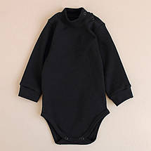 Боді гольф для немовлят з довгим рукавом однотонний чорний або білий 62–92 від народження до 2 років, фото 5