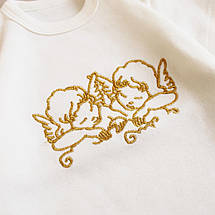 Святковий білий комплект для дівчинки з боді з янголятами та фатиновою спідничкою 62 68 74 80 86 92, фото 2