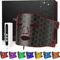 Світлодіодна маска для фототерапії обличчя, 7 кольорів, 270 LED-діодів, акумуляторна, омолодження шкіри проти зморшок і акне, LED