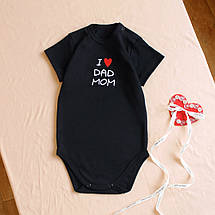 Літній комплект для немовляти боді з написом I love dad mom і червоні шорти 62 68 74 80 86 92 см, фото 3