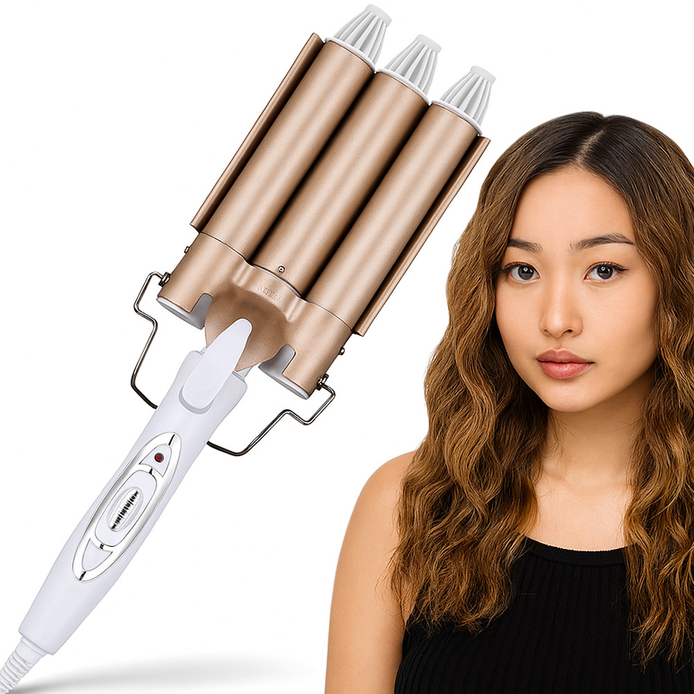 Потрійна плойка для волосся 25мм, 45W, Geemy GM 1988 / Щипці для створення хвиль / Стайлер три хвилі, фото 1