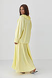 Костюм з рюшами зі спідниці та блузки — лимонний колір, S (є розміри), фото 2