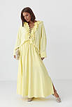 Костюм з рюшами зі спідниці та блузки — лимонний колір, S (є розміри), фото 5