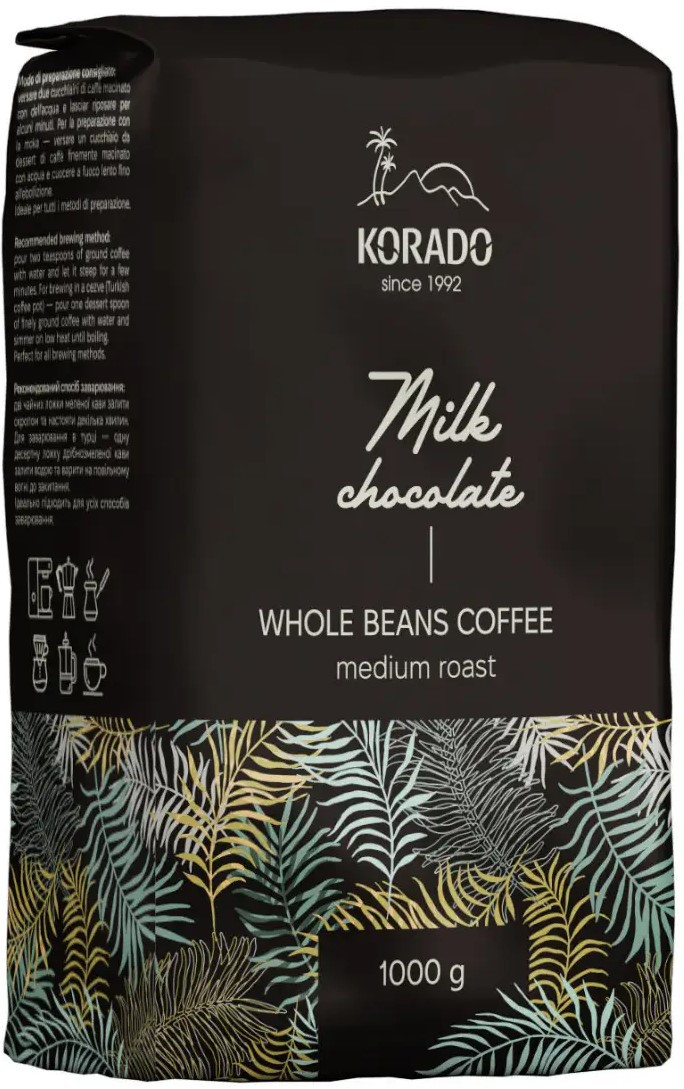 Кава в зернах Korado Milk Chocolate Whole Beans Coffee Medium roast 1000г Німеччина