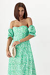 Плаття-бюстьє з квітковим принтом — зелений колір, L (є розміри), фото 3