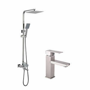 Акційний набір Lidz Kubis: Душова система 1030 Nickel + Змішувач 001F Nickel у подарунок