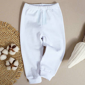 Дитячі білі штанці з рібани для немовлят 56 62 68 74 80 86 92 з еластичною резинкою без принтів