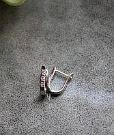 Сережки з камінням, англійський замок, колір срібло