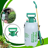 Ручной опрыскиватель для сада и огорода пневматический садовый,наплечный пластиковый,белый на 5 литров