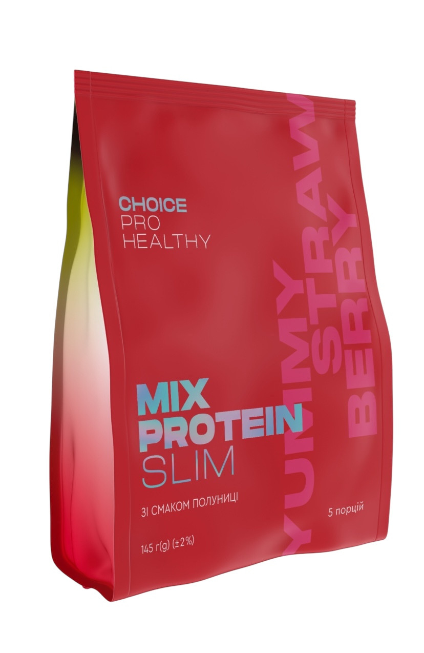 Mix Protein Slim, полуниця чойс, низькокалорійний білковий коктейль, фото 1
