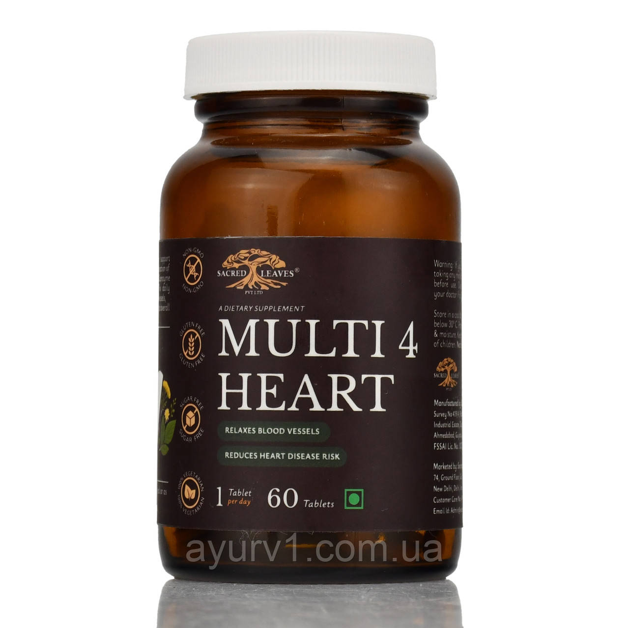 Мультивітамінний комплекс для підтримки серця Multi 4 Heart Sacred  Leaves 60 tab