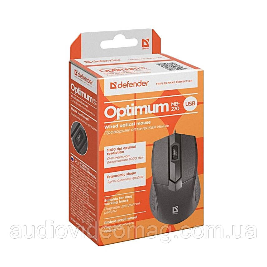 Миша Defender Optimum MB-270 Black, USB, 1000 dpi, фото 1