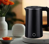 Електрочайник Domotec MS-5028 1500 Вт Неіржавка сталь/Пластик дисковий чайник 2 л Автовимкнення Чорний, фото 2