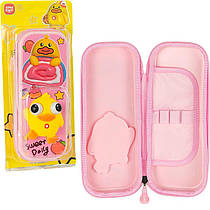 Пенал шкільний на одне відділення з об'ємною 3D-фігуркою "Качка" 2068, рожевий