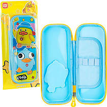 Пенал шкільний на одне відділення з об'ємною 3D-фігуркою "Качка" 2068, синій
