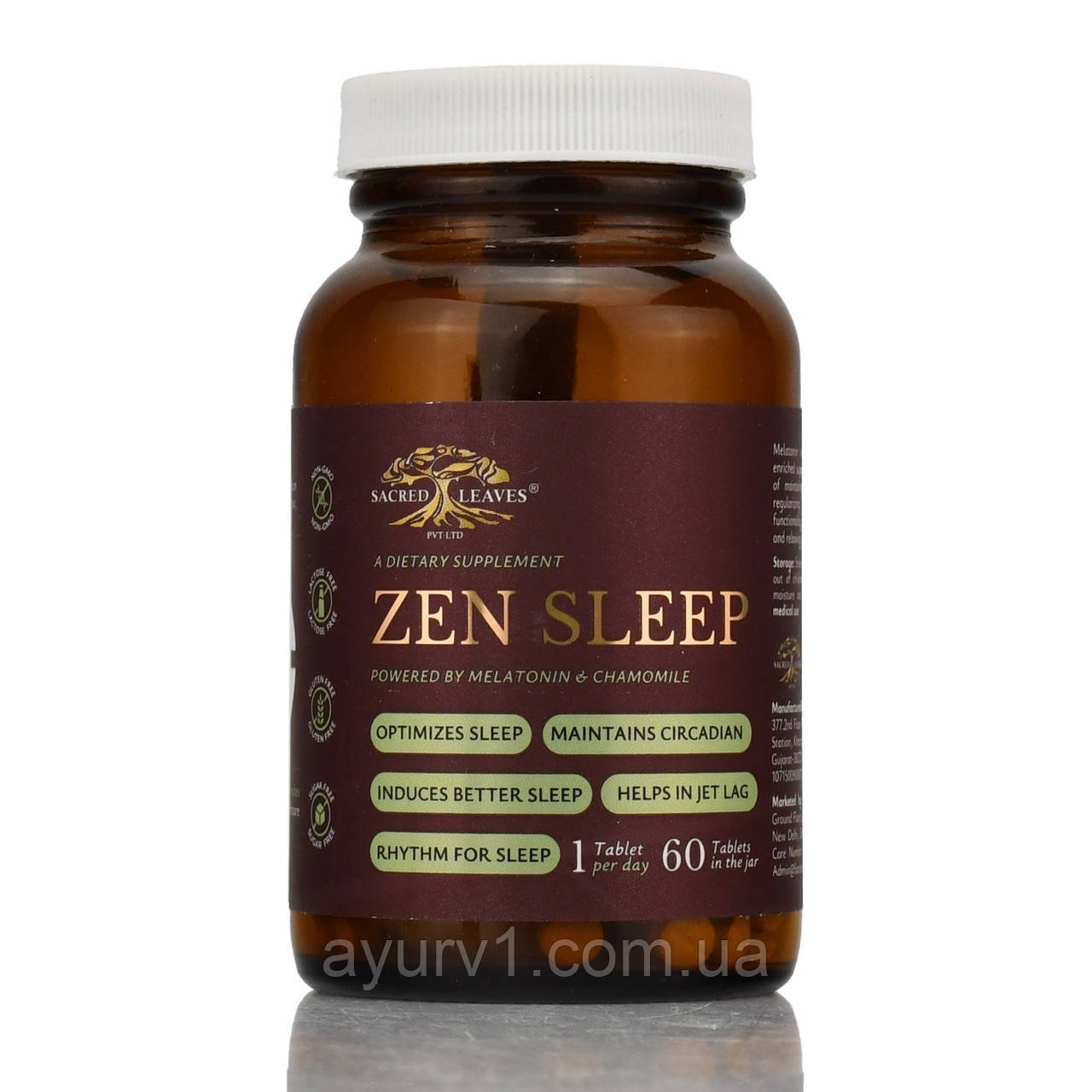 Для сну, заспокійливе Zen Sleep, Sacred Leaves, 60 вег.капсули, фото 1