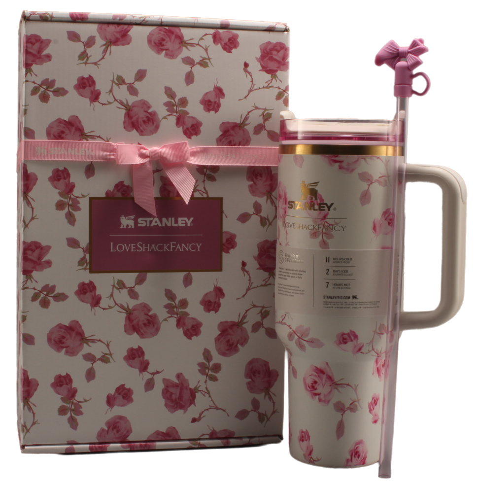 Термос термочашка Stanley Quencher H2.0 Tumbler з нержавіючої сталі 1,18 л Ribbon Roza KT6007856, фото 1