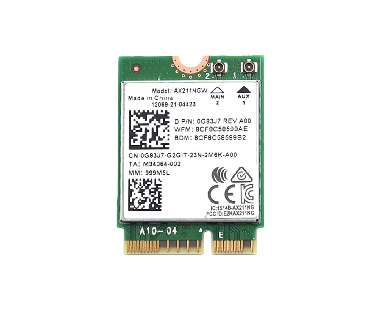 Wi-fi+BT модуль M.2 Intel Wi-Fi 6E AX211 AX211NGW (0G83J7) 802.11 b,g,n,ac,ax 2.4 Гбіт/с 2,4 ГГц/5/6 ГГц! CNVio2