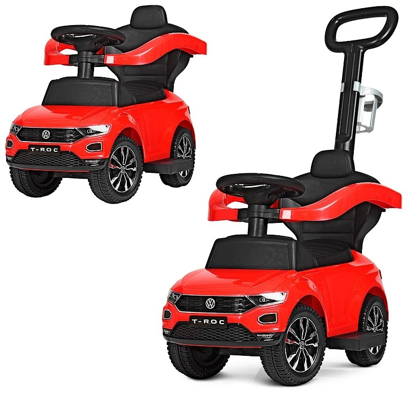 Каталка-толокар Bambi Racer 2в1 з батьківською ручкою, червоний 651-3, фото 1