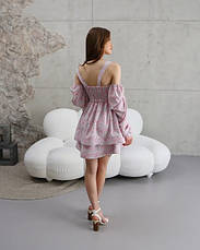 Сукня трансформер «Даша» молочно-рожевого кольору з квітковим принтом із софтової тканини розміри від 40 по 50, фото 2