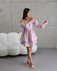 Сукня трансформер «Даша» молочно-рожевого кольору з квітковим принтом із софтової тканини розміри від 40 по 50, фото 5