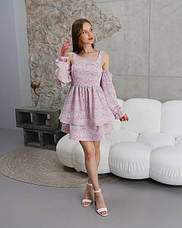 Сукня трансформер «Даша» молочно-рожевого кольору з квітковим принтом із софтової тканини розміри від 40 по 50, фото 4