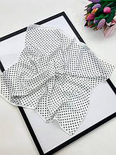 Легка хустка в горошек 70*70 см віскоза/коттон біла