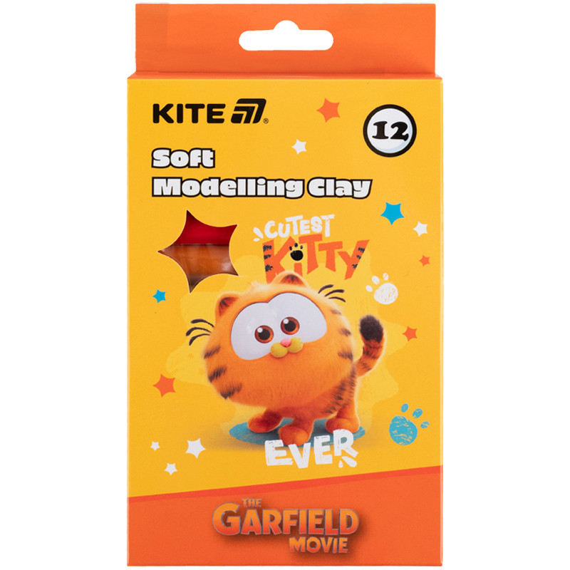 Пластилін восковий Kite Garfield GF25-086, 12 кольорів, 200 г