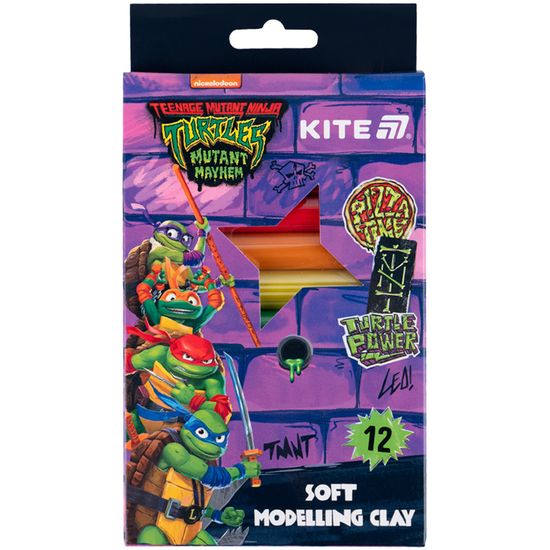 Пластилін восковий Kite Ninja Turtles NT25-086, 12 кольорів, 200 г