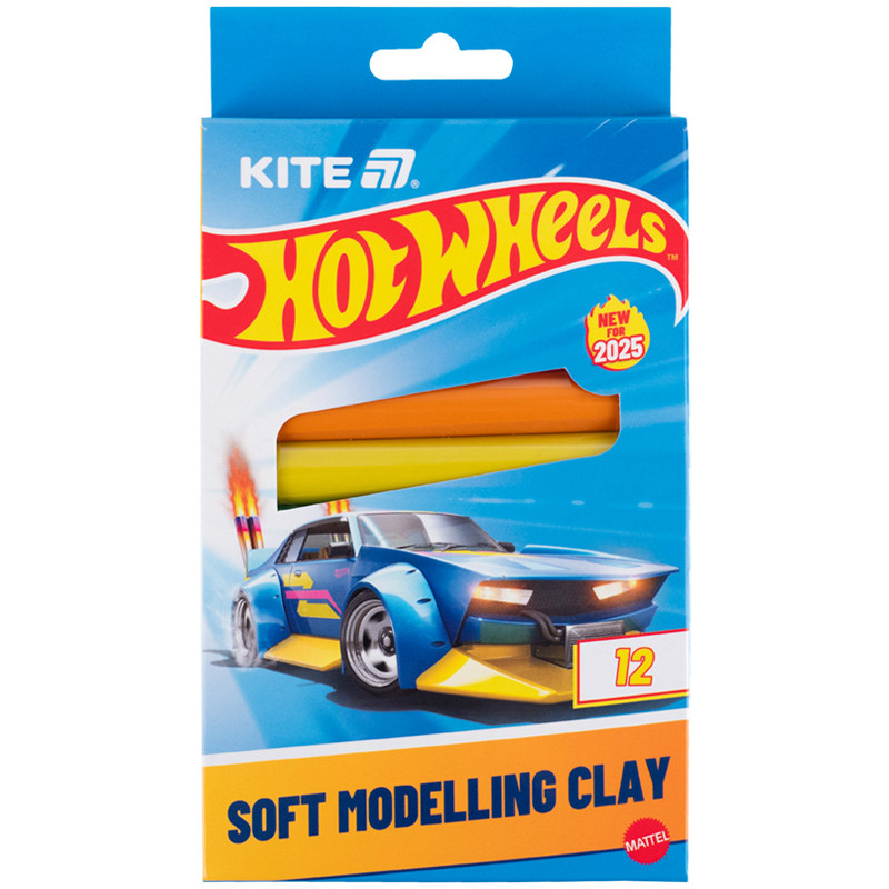 Пластилін восковий Kite Hot Wheels HW25-086-1, 12 кольорів, 200 г