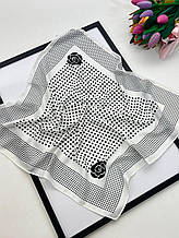 Легка хустка в горошек троянда 70*70 см віскоза/коттон біла