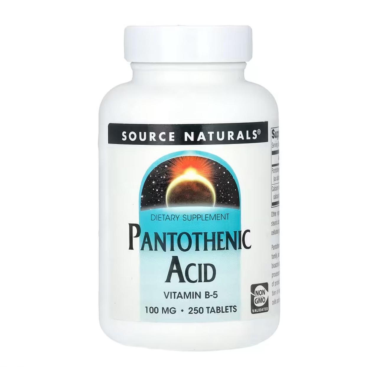 Пантотенова кислота Source Naturals Pantothenic Acid 100 мг, 250 таблеток, фото 1