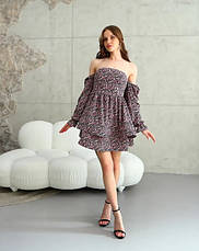 Сукня трансформер «Даша» чорно-рожевого кольору з квітковим принтом із софтової тканини розміри від 40 по 50, фото 5