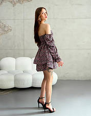 Сукня трансформер «Даша» чорно-рожевого кольору з квітковим принтом із софтової тканини розміри від 40 по 50, фото 2